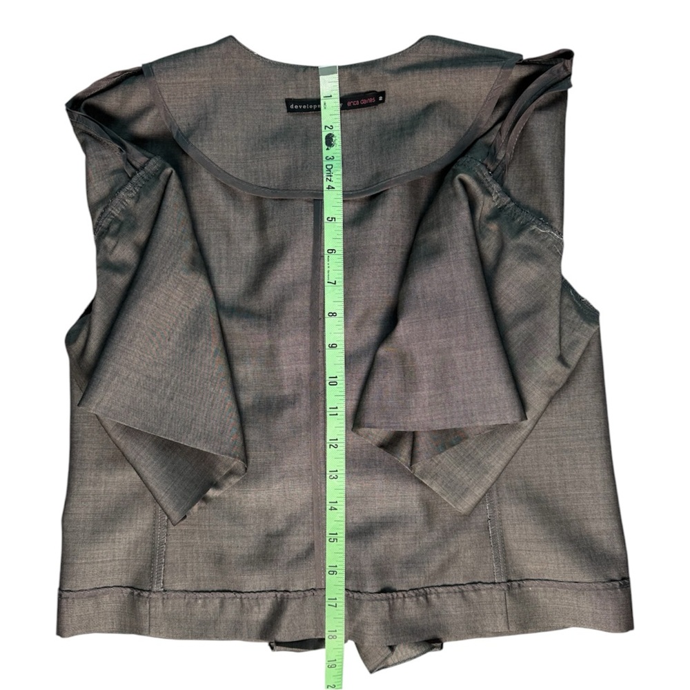 Gray Ruffled Wool Viscose Button-Up Jacket. Size 2 - image 6